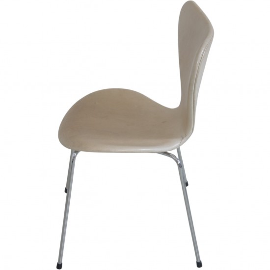 Sæt af 6 Arne Jacobsen Syver stole i patineret natur læder 1990'erne
