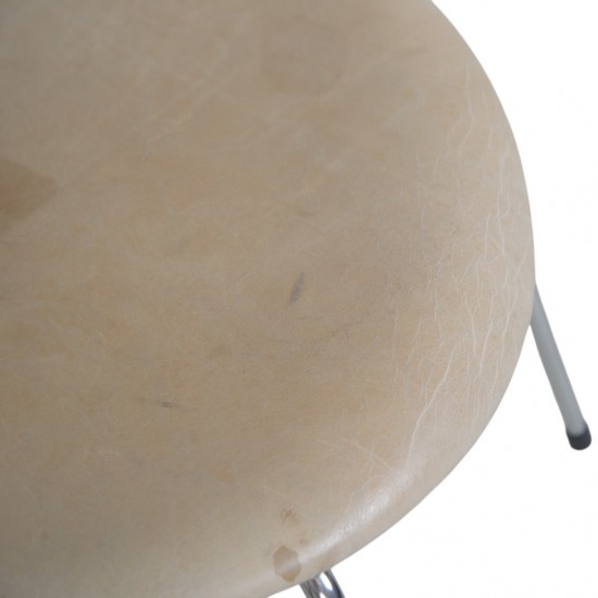 Sæt af 6 Arne Jacobsen Syver stole i patineret natur læder 1990'erne