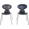 Sæt af 2 Arne Jacobsen Myre stole i sort læder 2000'erne