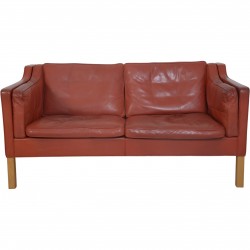 Børge Mogensen 2212 2.personers sofa i rødt læder 1980'erne