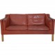Børge Mogensen 2212 2.personers sofa i rødt læder 1980'erne