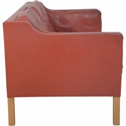 Børge Mogensen 2212 2.personers sofa i rødt læder 1980'erne