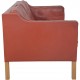 Børge Mogensen 2212 2.personers sofa i rødt læder 1980'erne