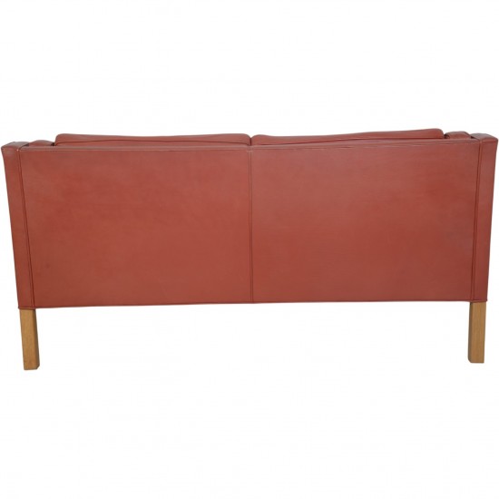 Børge Mogensen 2212 2.personers sofa i rødt læder 1980'erne