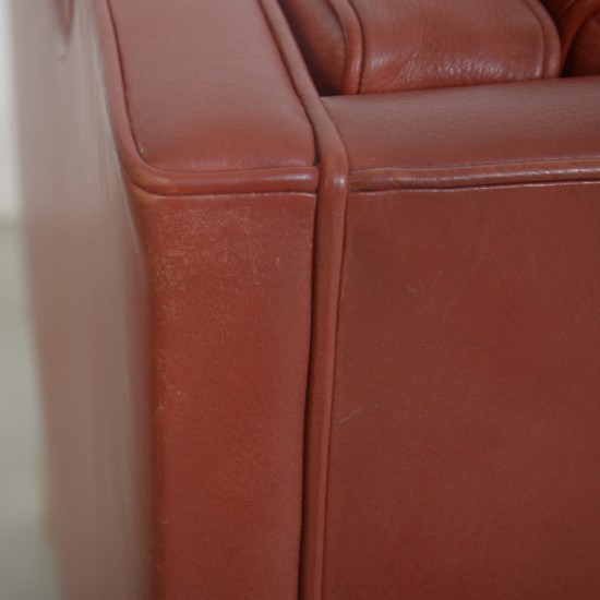 Børge Mogensen 2212 2.personers sofa i rødt læder 1980'erne