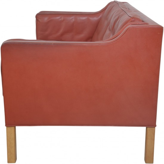 Børge Mogensen 2212 2.personers sofa i rødt læder 1980'erne