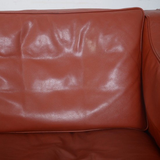 Børge Mogensen 2212 2.personers sofa i rødt læder 1980'erne