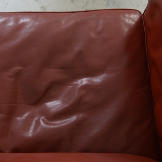 Børge Mogensen 2212 2.personers sofa i rødt læder 1980'erne