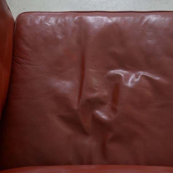 Børge Mogensen 2212 2.personers sofa i rødt læder 1980'erne
