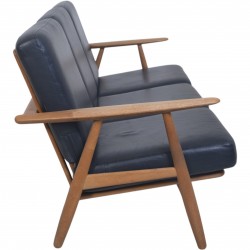 Hans Wegner GE240 3.personers cigar sofa i eg og sort læder 1970'erne