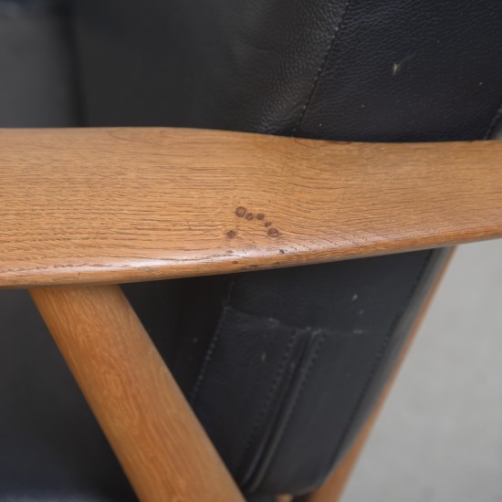 Hans Wegner GE240 3.personers cigar sofa i eg og sort læder 1970'erne