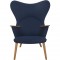 Hans Wegner Mama Bear stol i blåt stof og eg 2010'erne