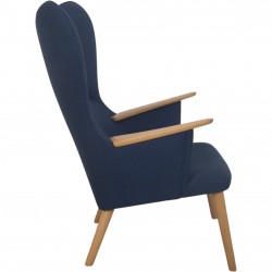 Hans Wegner Mama Bear stol i blåt stof og eg 2010'erne