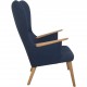 Hans Wegner Mama Bear stol i blåt stof og eg 2010'erne