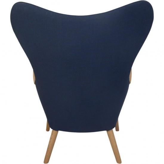 Hans Wegner Mama Bear stol i blåt stof og eg 2010'erne