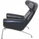 Hans Wegner Ox chair med skammel i sort anilin læder 2008