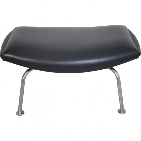 Hans Wegner Ox chair med skammel i sort anilin læder 2008