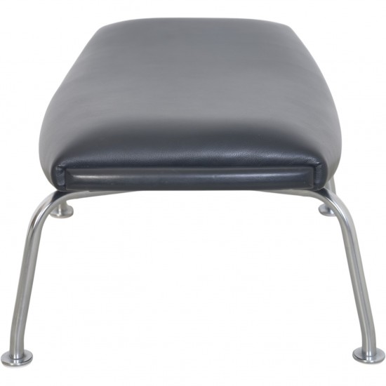 Hans Wegner Ox chair med skammel i sort anilin læder 2008