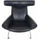 Hans Wegner Ox chair med skammel i sort anilin læder 2008