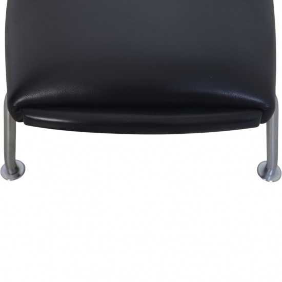 Hans Wegner Ox chair med skammel i sort anilin læder 2008