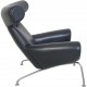 Hans Wegner Ox chair med skammel i sort anilin læder 2008