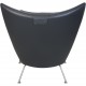 Hans Wegner Wing chair med skammel i sort læder 2013