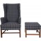 Kaare Klint KK6212 Sæt med wing chair og skammel i blåt Cotil stof 1980'erne
