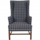 Kaare Klint KK6212 Sæt med wing chair og skammel i blåt Cotil stof 1980'erne
