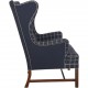 Kaare Klint KK6212 Sæt med wing chair og skammel i blåt Cotil stof 1980'erne