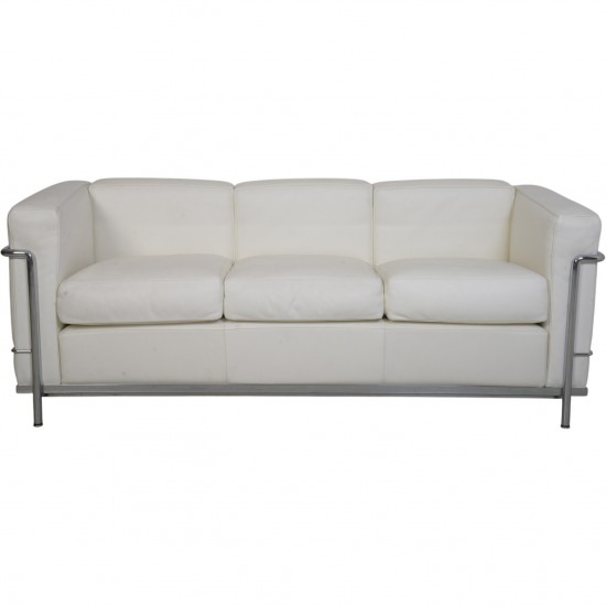 Le Corbusier LC2 3.personers sofa i hvid læder 2000'erne