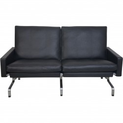 Poul Kjærholm PK31 2.personers sofa i sort Nevada læder 1991