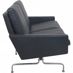 Poul Kjærholm PK31 2.personers sofa i sort Nevada læder 1991