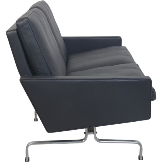 Poul Kjærholm PK31 2.personers sofa i sort Nevada læder 1991