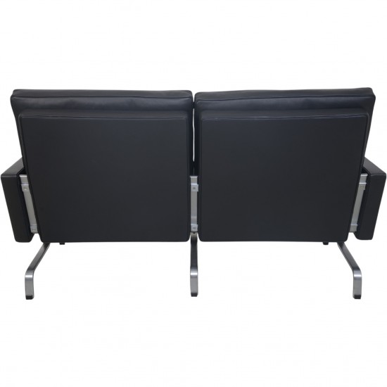 Poul Kjærholm PK31 2.personers sofa i sort Nevada læder 1991