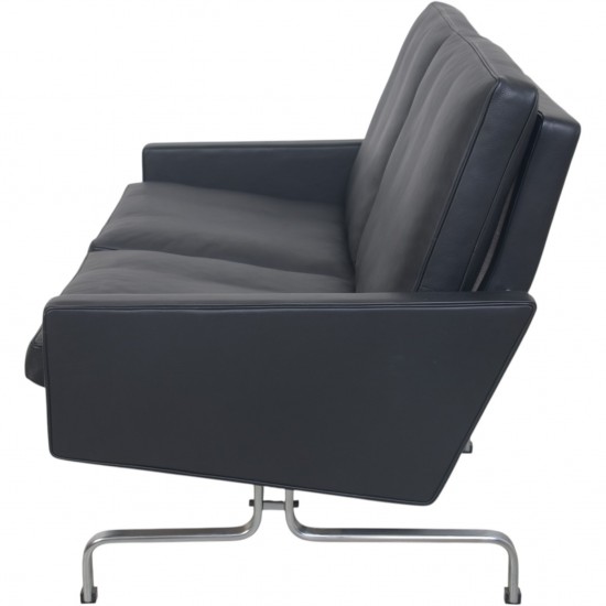 Poul Kjærholm PK31 2.personers sofa i sort Nevada læder 1991