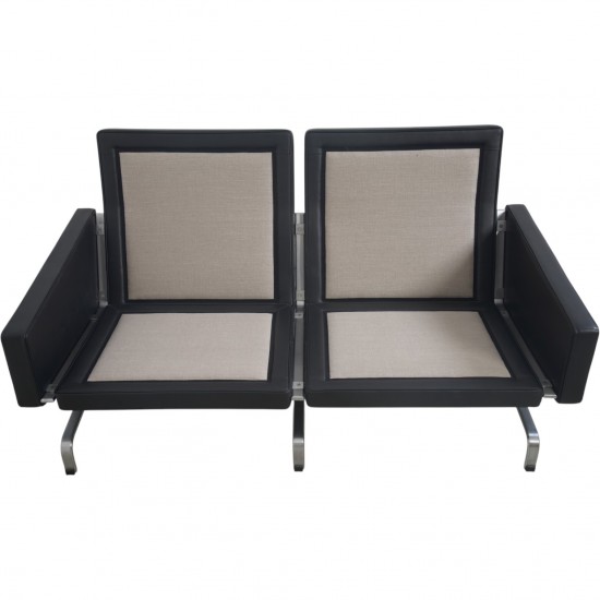 Poul Kjærholm PK31 2.personers sofa i sort Nevada læder 1991