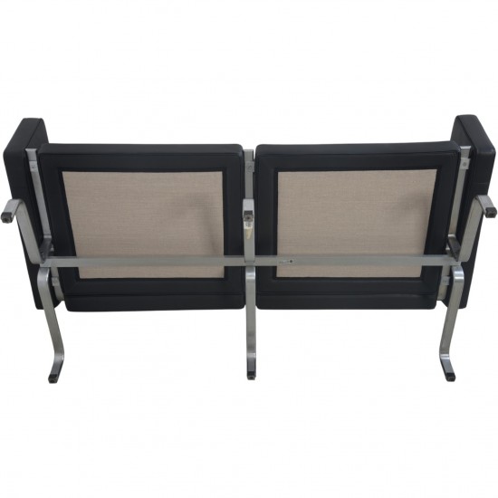 Poul Kjærholm PK31 2.personers sofa i sort Nevada læder 1991