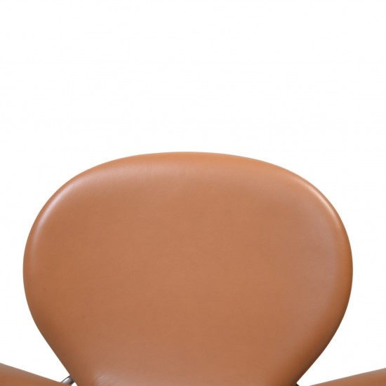 Sæt af 6 Arne Jacobsen Syver stole i cognac classisc læder