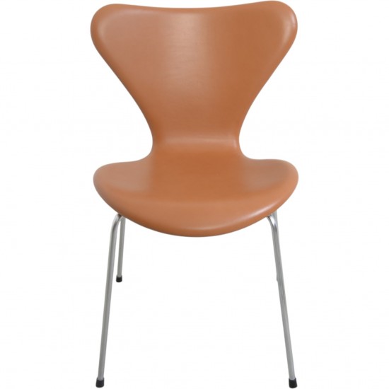 Sæt af 6 Arne Jacobsen Syver stole i cognac classisc læder