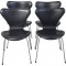 Sæt af 4 Arne Jacobsen Syver stole i sort læder