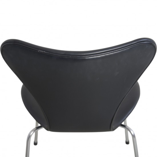Sæt af 4 Arne Jacobsen Syver stole i sort læder
