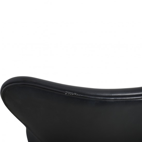 Sæt af 4 Arne Jacobsen Syver stole i sort læder