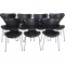 Sæt på 7 Arne Jacobsen Syver stole i sort læder