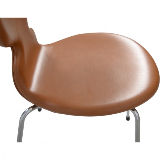 Sæt af 6 Arne Jacobsen Myre stole i cognac classic læder 1990'erne