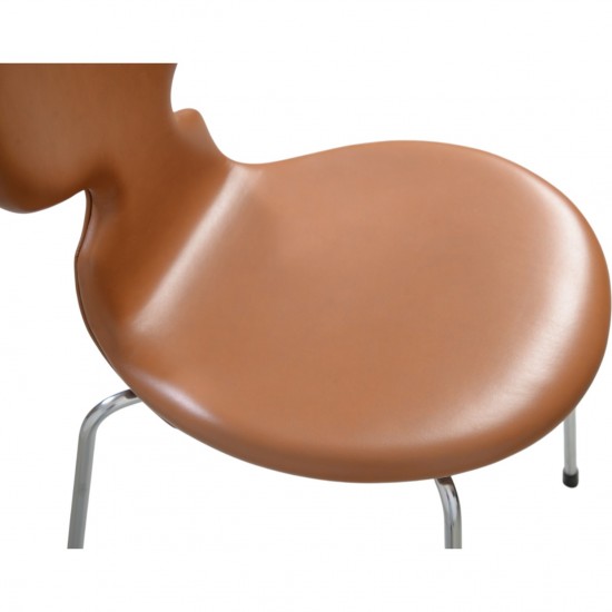 Sæt af 6 Arne Jacobsen Myre stole i cognac classic læder 1990'erne
