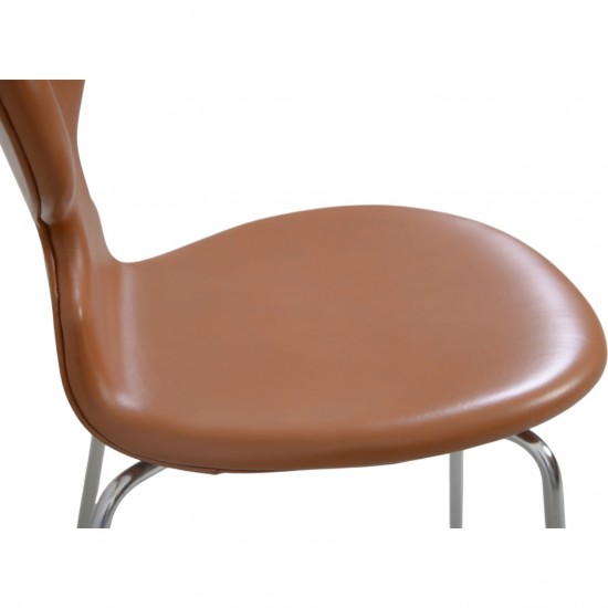 Sæt af 6 Arne Jacobsen Myre stole i cognac classic læder 1990'erne