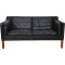 Børge Mogensen 2212 2.personers sofa i sort læder 1980'erne