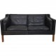 Børge Mogensen 2212 2.personers sofa i sort læder 1980'erne