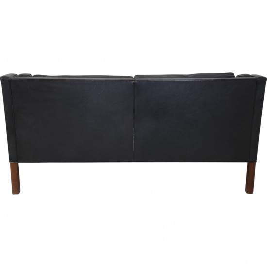 Børge Mogensen 2212 2.personers sofa i sort læder 1980'erne