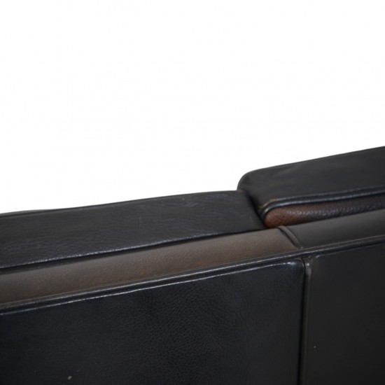 Børge Mogensen 2212 2.personers sofa i sort læder 1980'erne